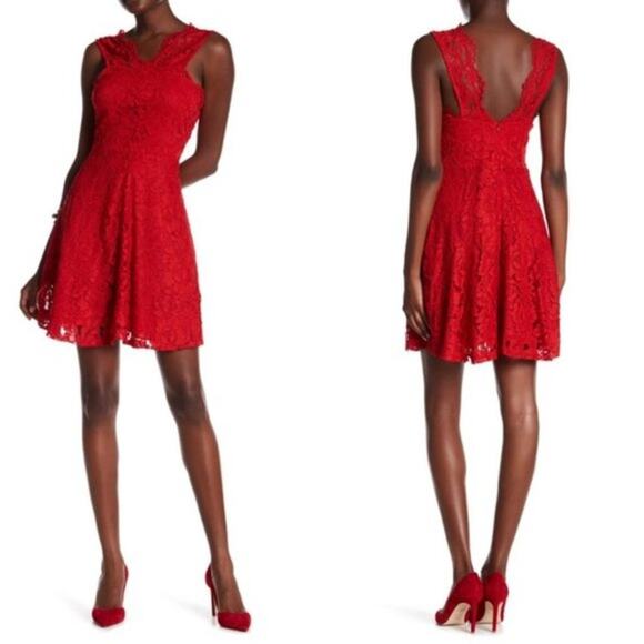 Sandro Riviera Sleeveless Red Lace Mini Dress - Picture 1 of 11